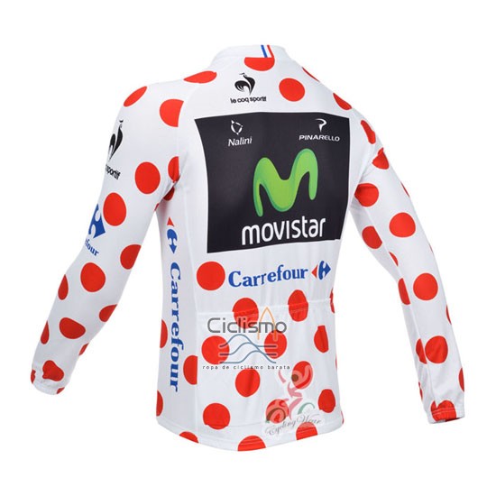 Movistar Lider Ropa Ciclismo Culotte Largo 2013 Hombre Mangas Largas Blanco y Rojo